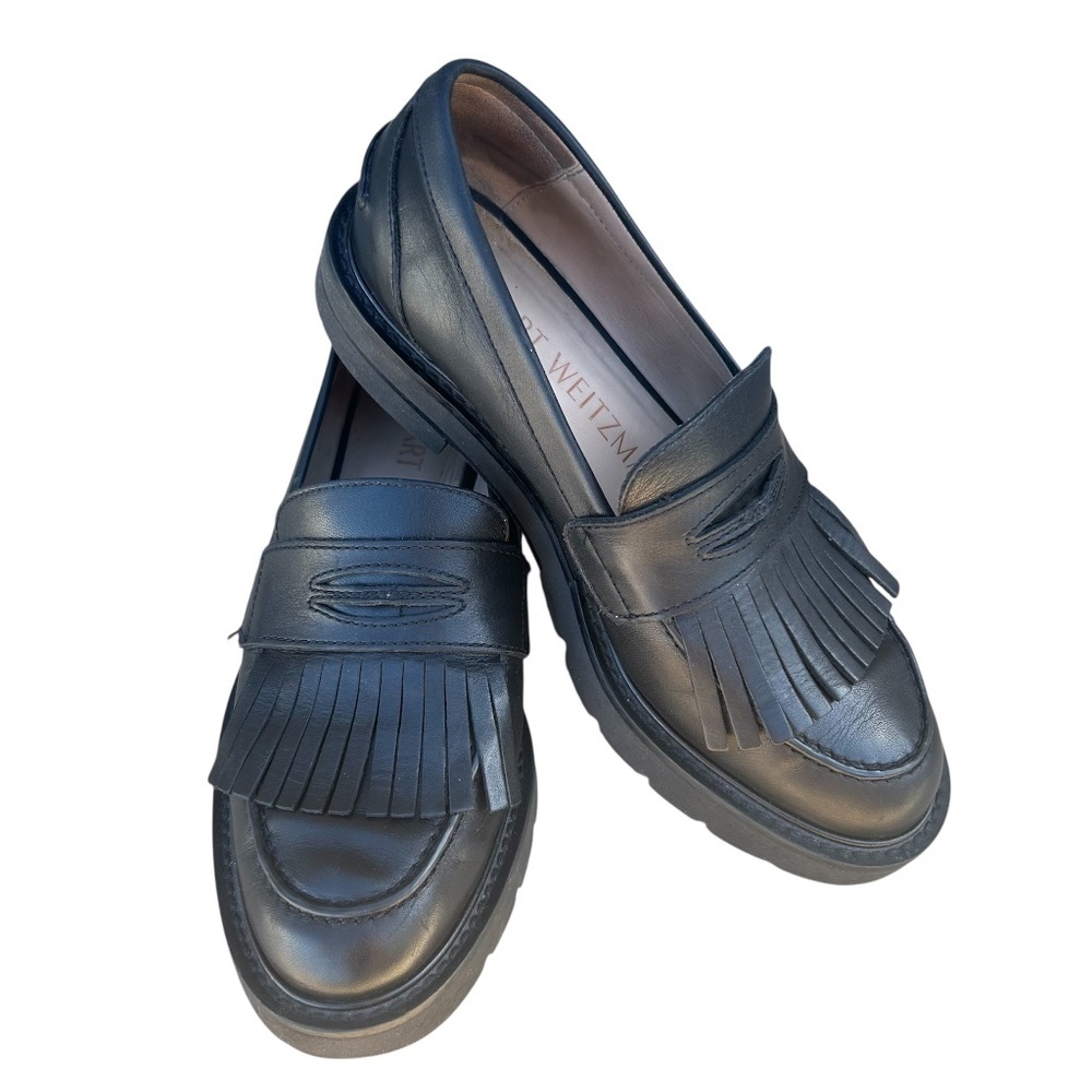 Stuart Weitzman Mila Loafers Black Leather Size 6.5